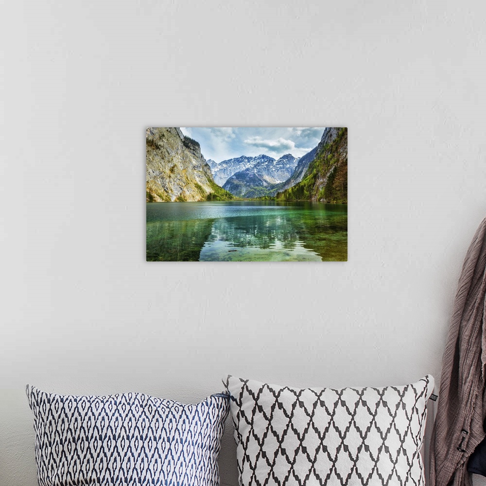 A bohemian room featuring Obersee Mountain Lake In Alps, Bavaria, Germany