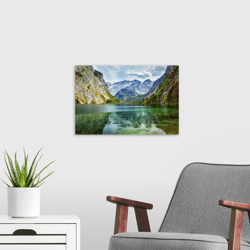 A modern room featuring Obersee Mountain Lake In Alps, Bavaria, Germany