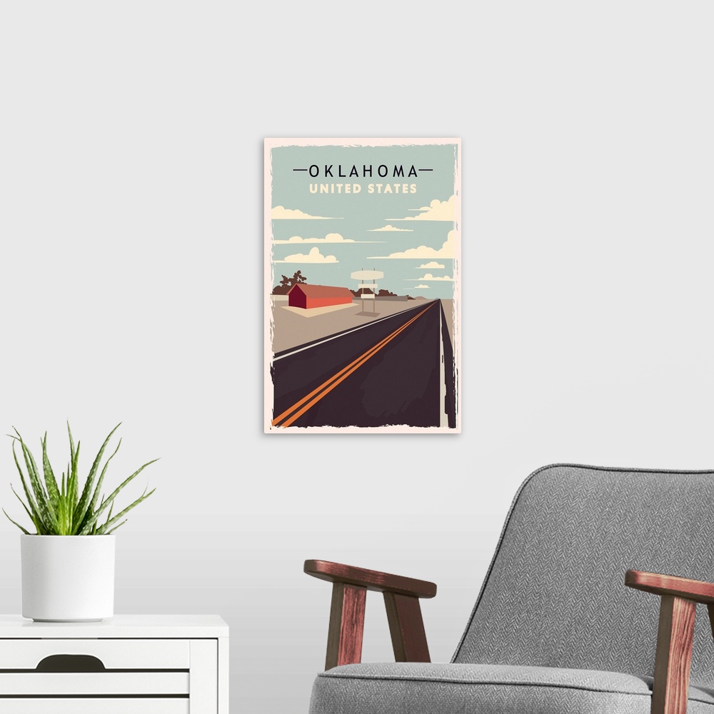 A modern room featuring Oklahoma Modern Vector Travel Poster