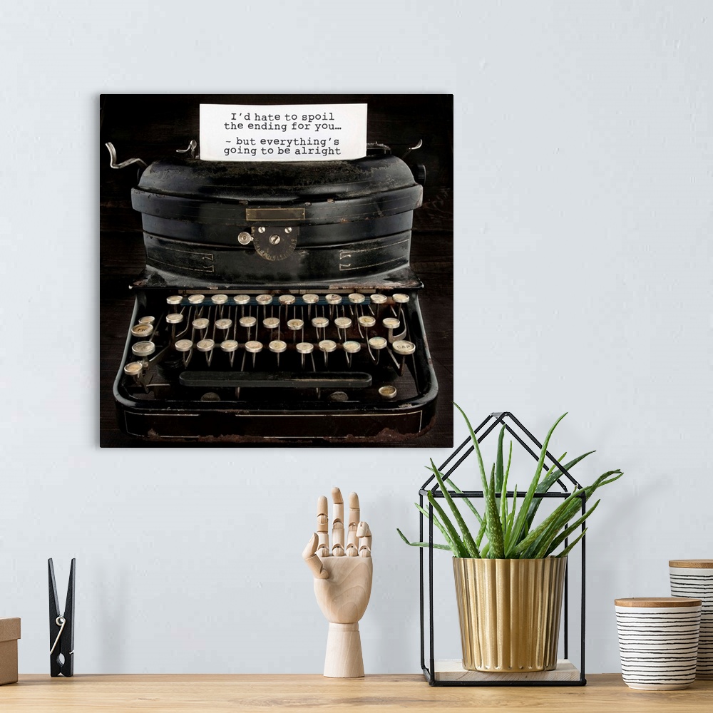 A bohemian room featuring Old Antique Typewriter With Text