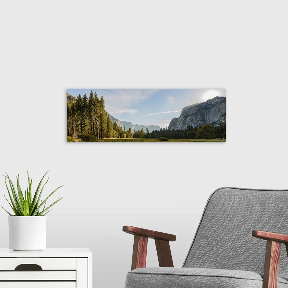 A modern room featuring Panorama View Of Yosemite National Park During Sunset