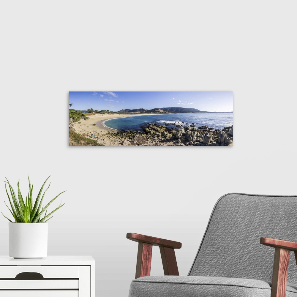 A modern room featuring Panoramic View Of Carmel River State Beach, Monterey Peninsula, California