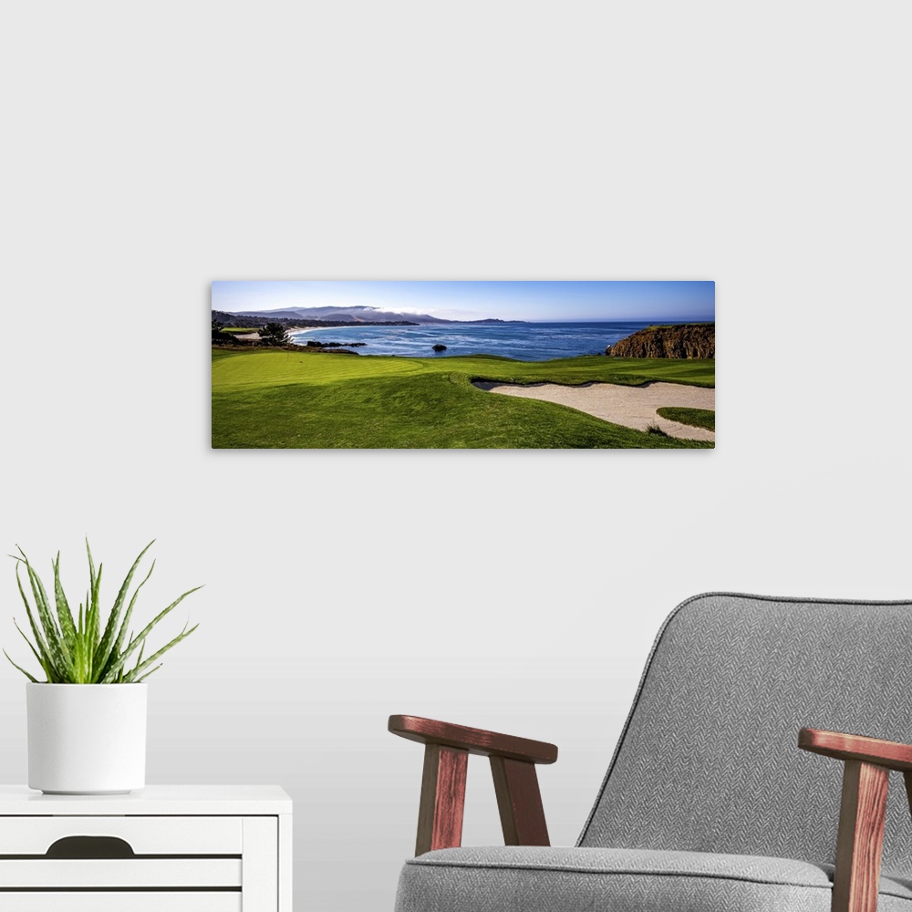 A modern room featuring Pebble Beach golf course, Monterey, California.