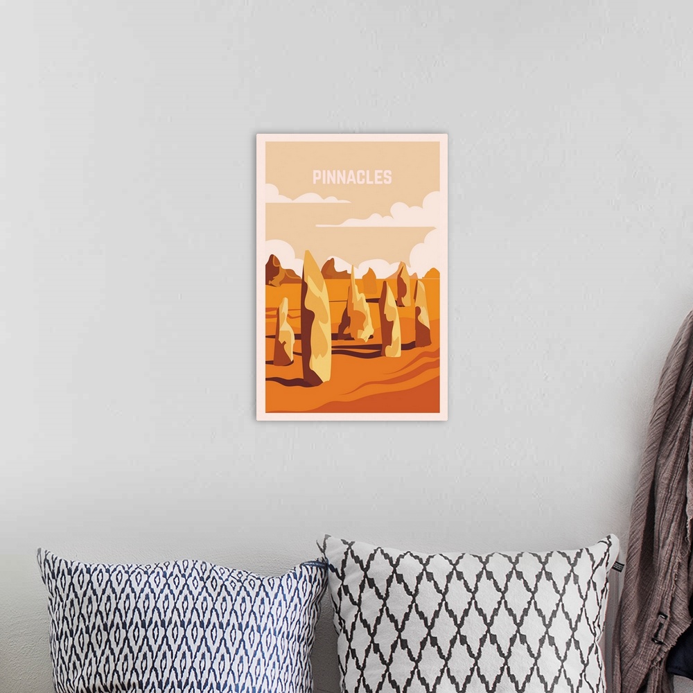 A bohemian room featuring Pinnacles Modern Vector Travel Poster