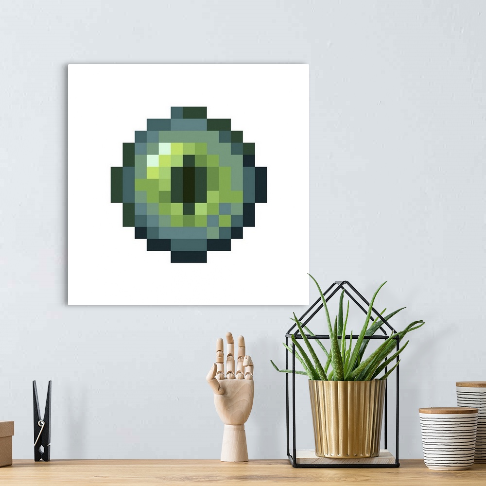 A bohemian room featuring Pixel art of ender eye. Originally an isolated vector file.