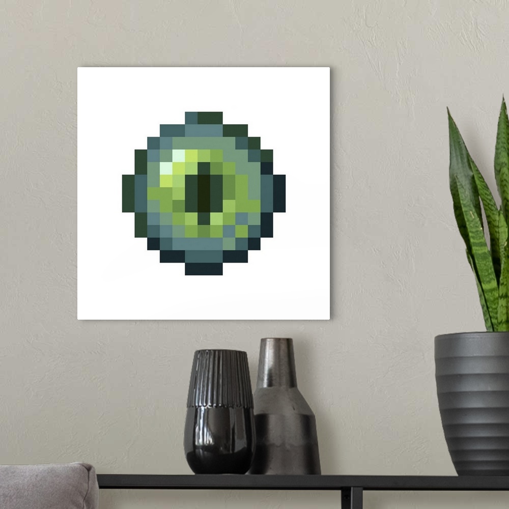 A modern room featuring Pixel art of ender eye. Originally an isolated vector file.