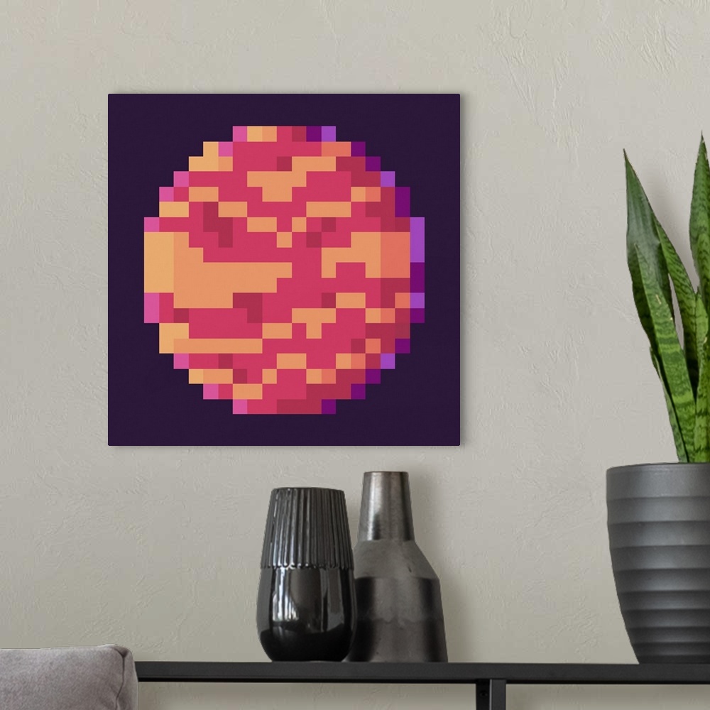 A modern room featuring Originally a rounded shape vector. Isolated celestial body with spots. Mosaic 8 bit.