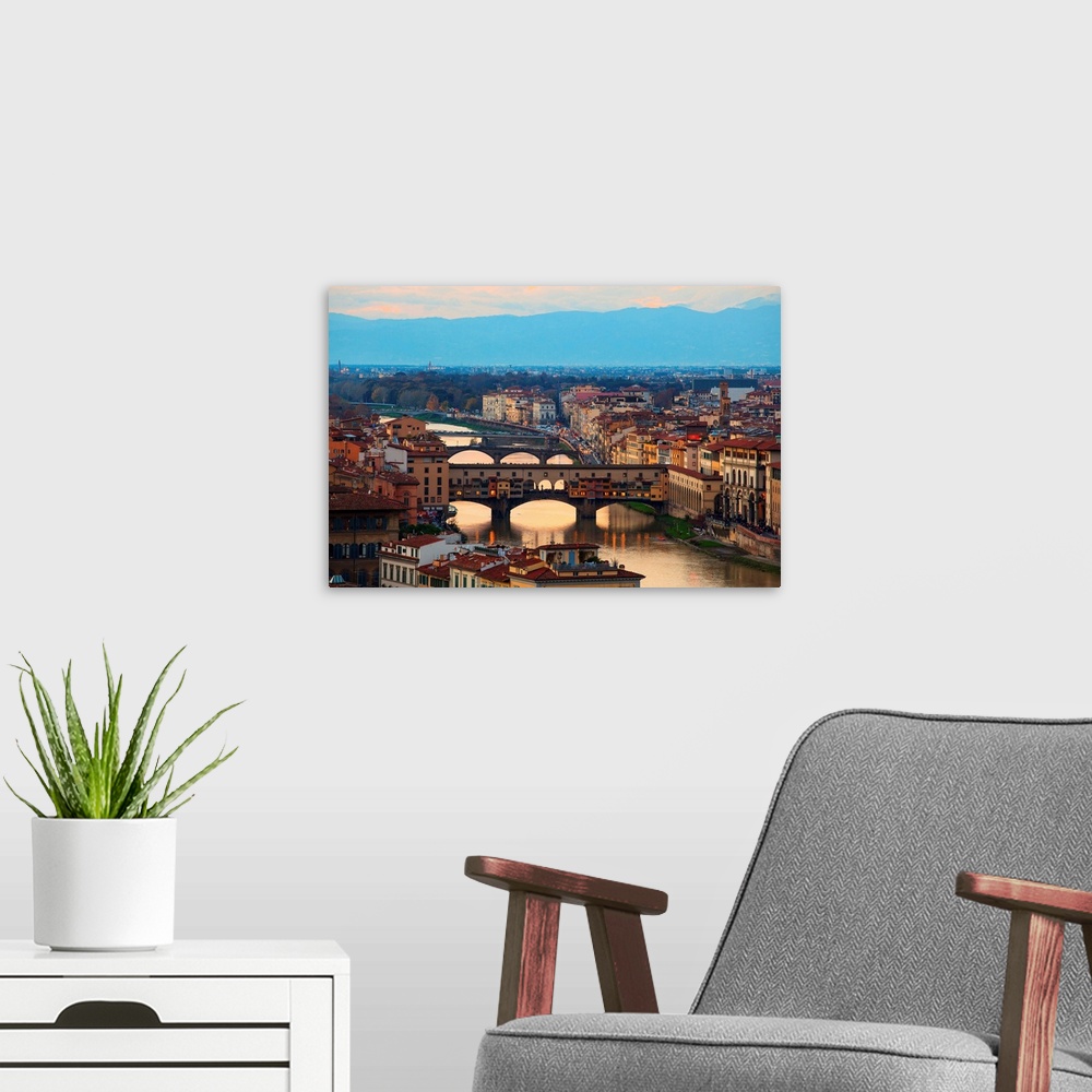 A modern room featuring View of Ponte Vecchio in Florence tuscany. Italy