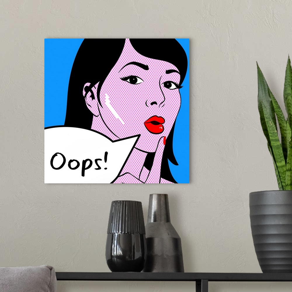 A modern room featuring Pop Art Lady Saying Oops
