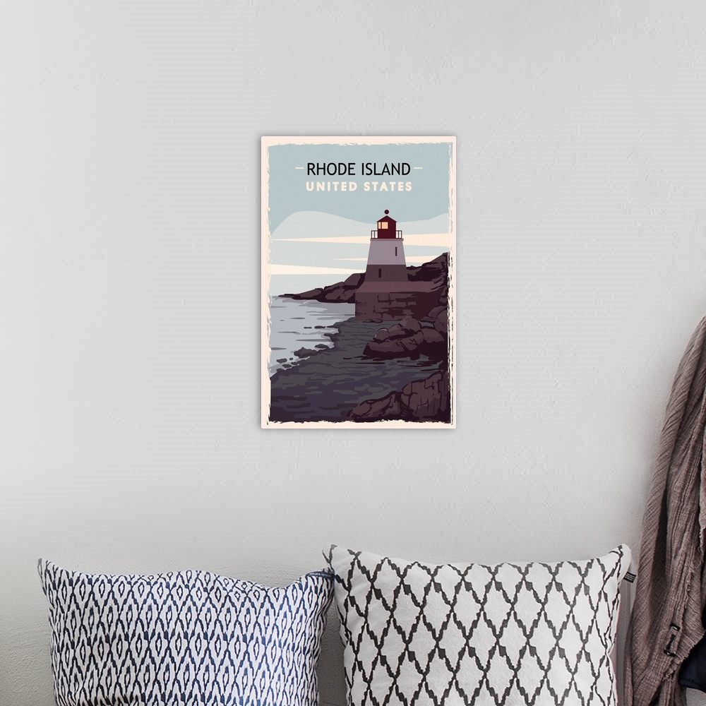 A bohemian room featuring Rhode Island Modern Vector Travel Poster