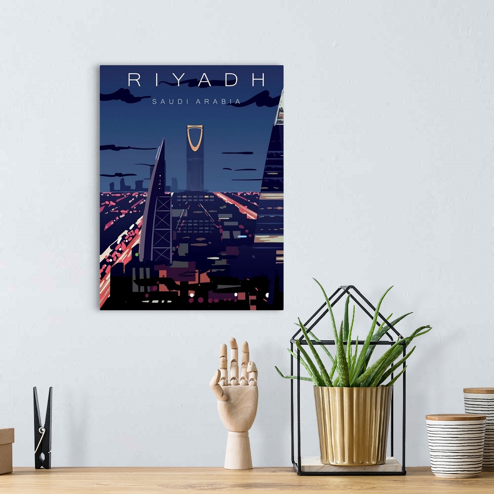 A bohemian room featuring Riyadh Modern Vector Travel Poster