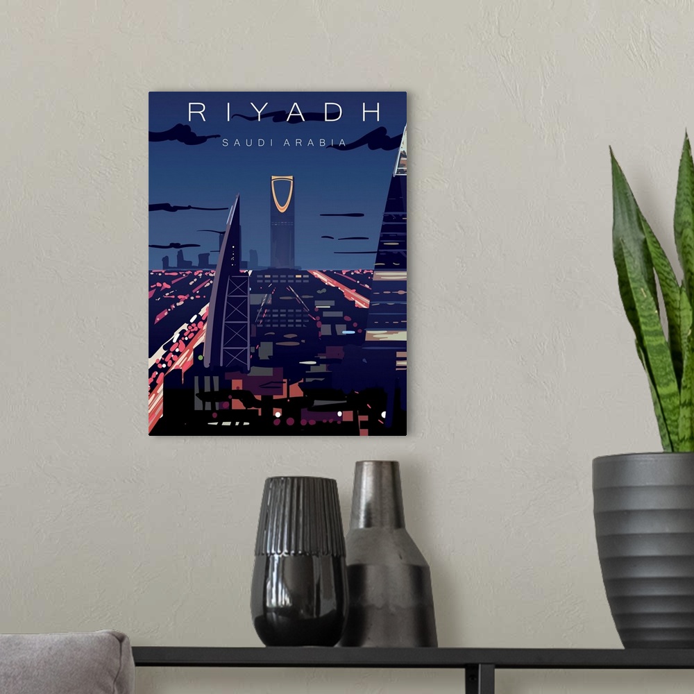 A modern room featuring Riyadh Modern Vector Travel Poster
