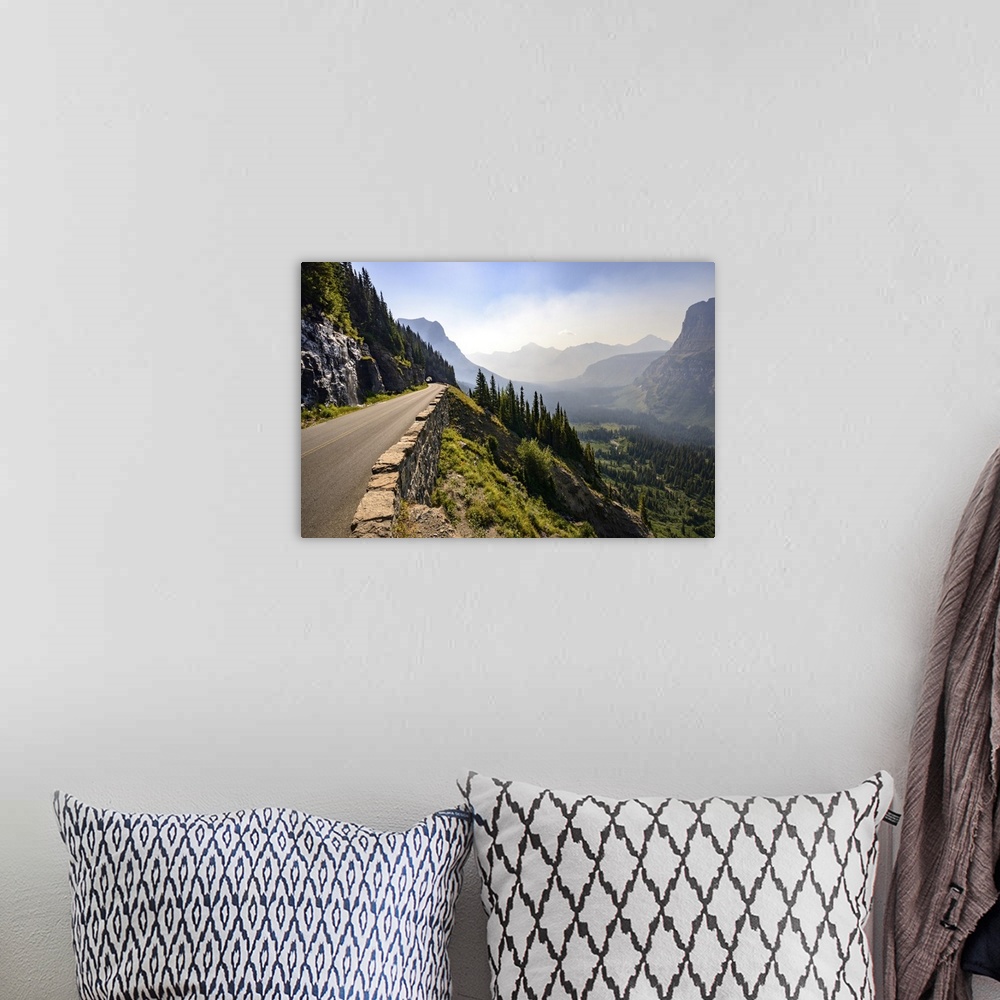 A bohemian room featuring Road And Tunnel With Valley View, Glacier National Park