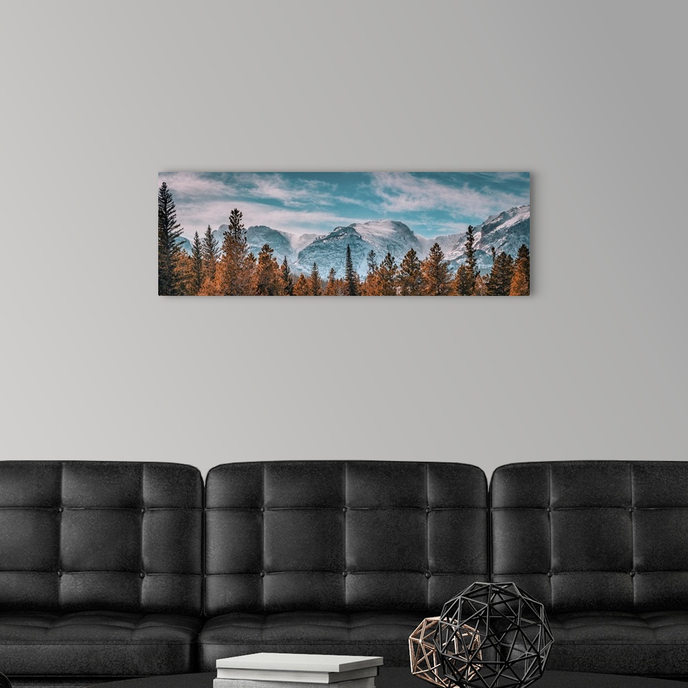 A modern room featuring Rocky Mountain National Park Mountains And Trees