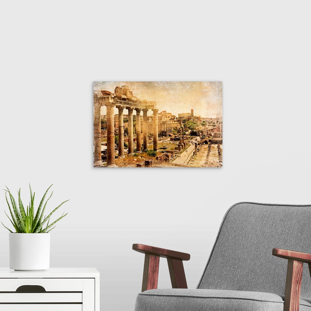 A modern room featuring Roman Forums  - artistic retro styled picture