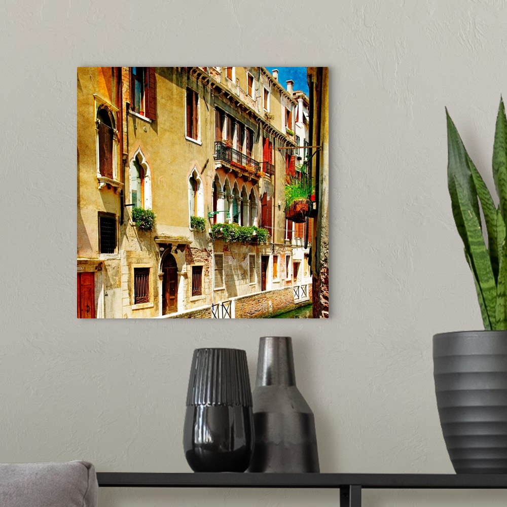 A modern room featuring colors of romantic Venice- painting style series - architecture