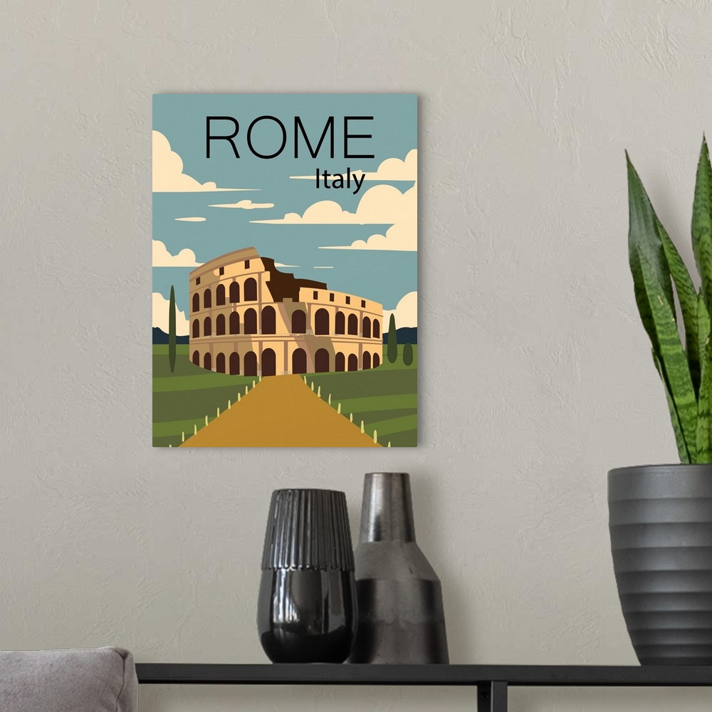 A modern room featuring Rome Modern Vector Travel Poster