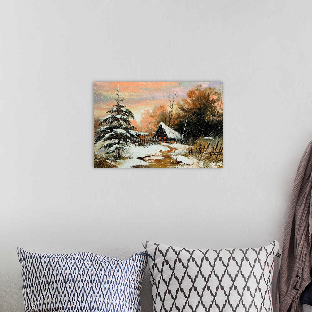 A bohemian room featuring Rural winter landscape