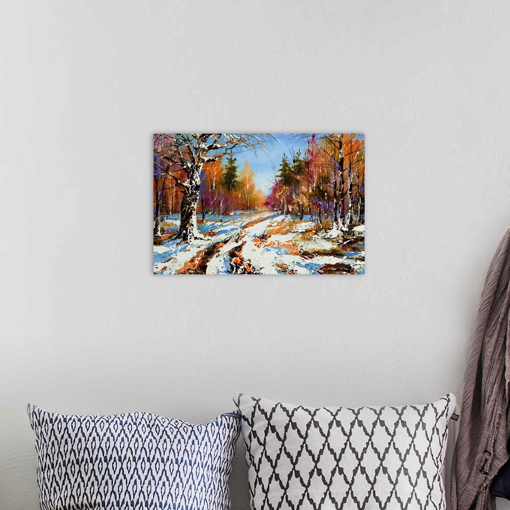A bohemian room featuring Rural winter landscape