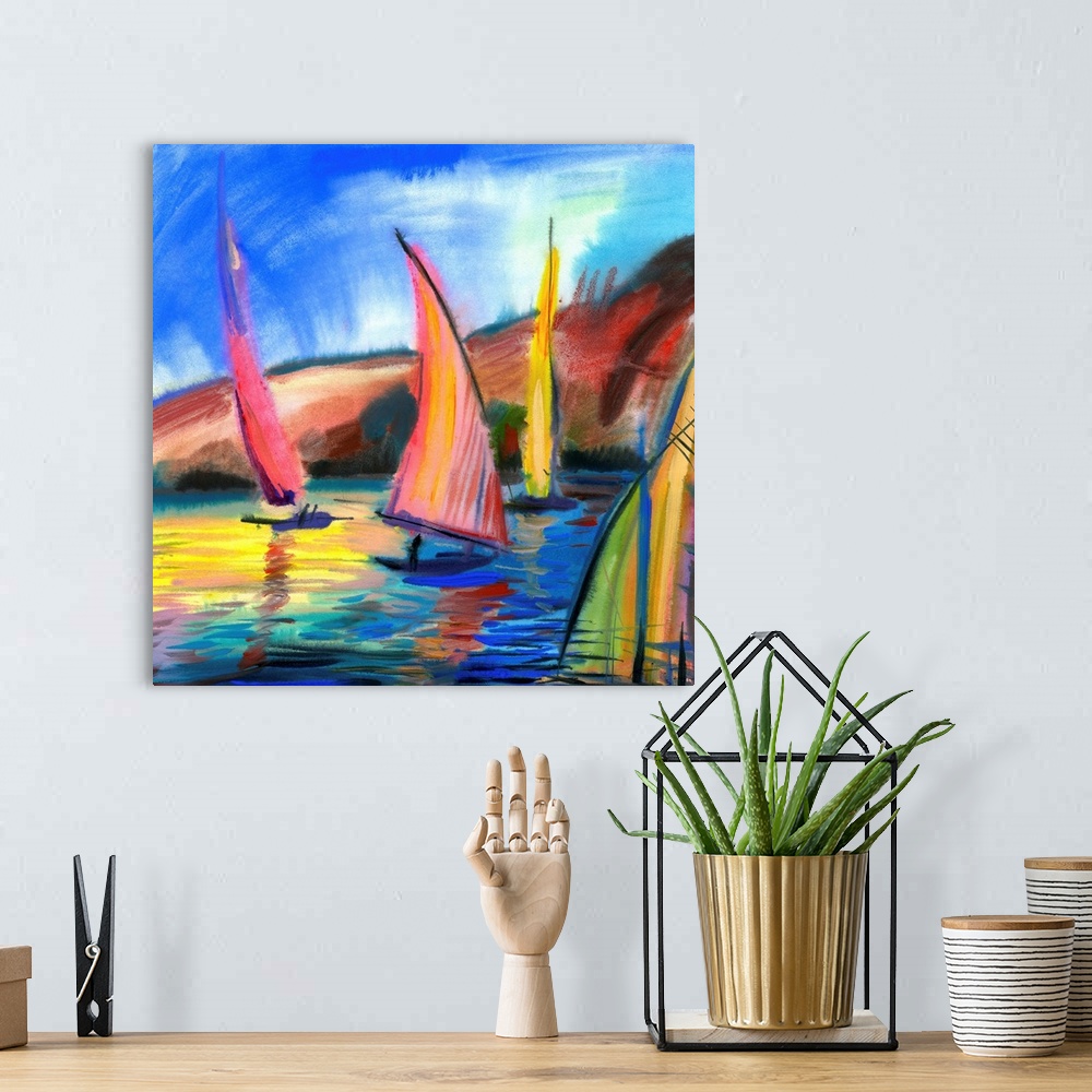 A bohemian room featuring Sailing boats in the sea