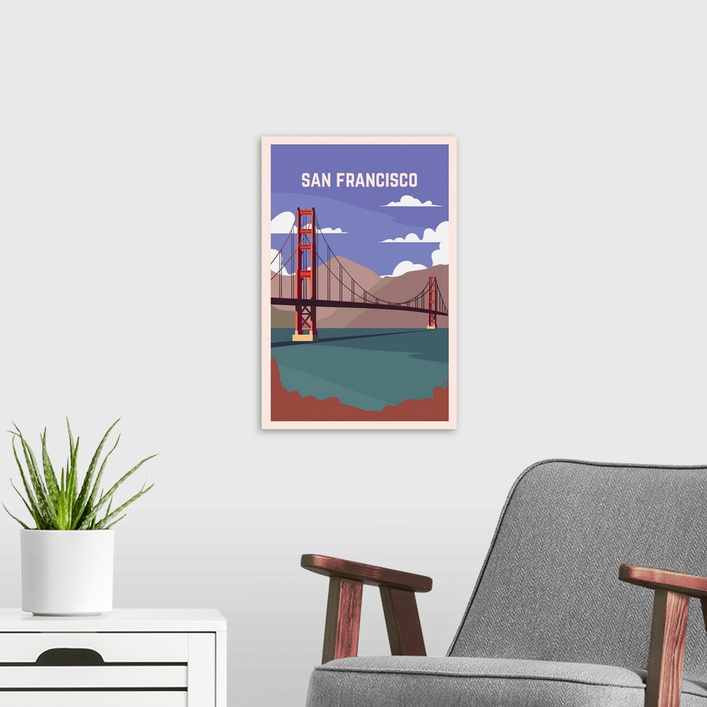 A modern room featuring San Francisco Modern Vector Travel Poster