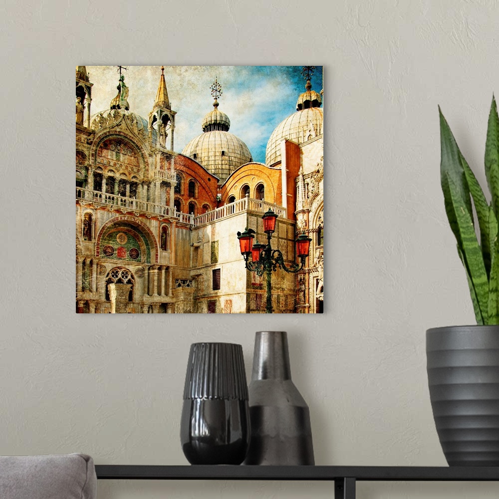 A modern room featuring amazing Venice - painting style series - San Marco square