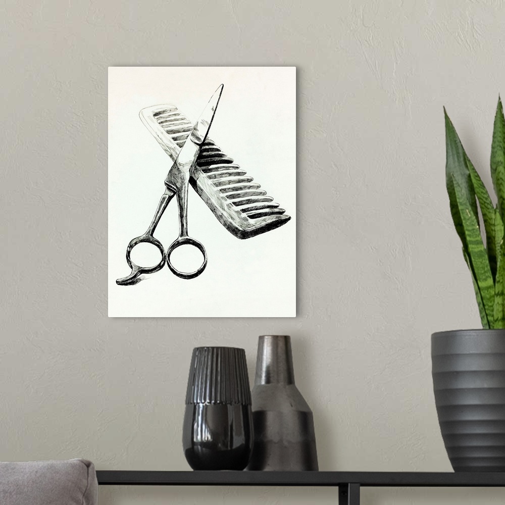 A modern room featuring Scissors And Comb