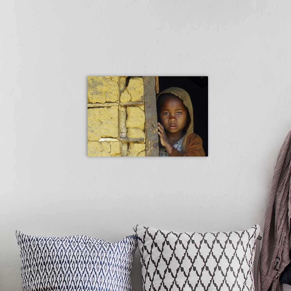 A bohemian room featuring Shy And Poor African Girl With Headkerchief, Madagascar