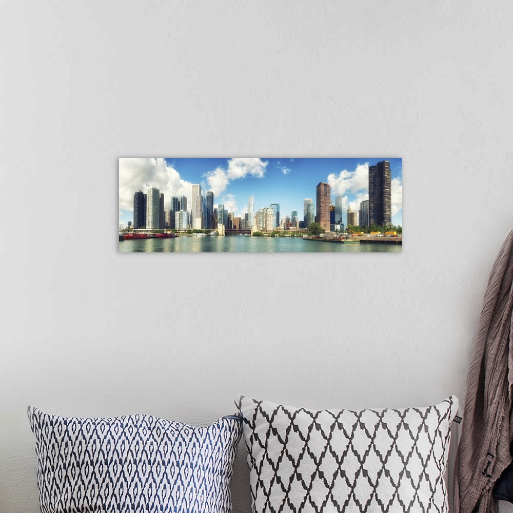 A bohemian room featuring Skycraper On Chicago Skyline Panorama, Chicago, Illinois