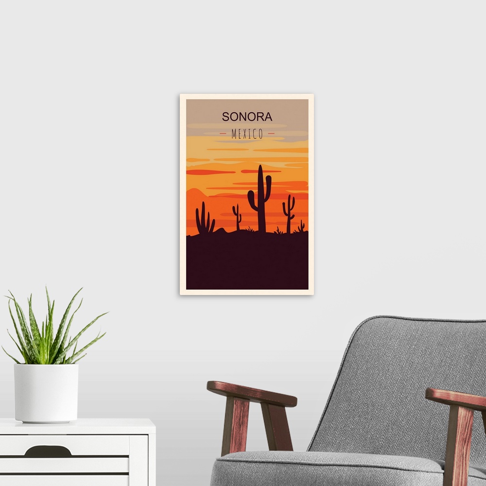 A modern room featuring Sonora Modern Vector Travel Poster