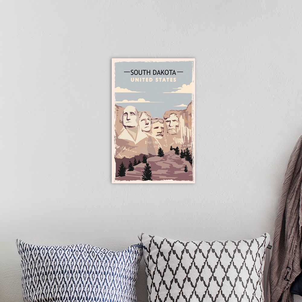 A bohemian room featuring South Dakota Modern Vector Travel Poster