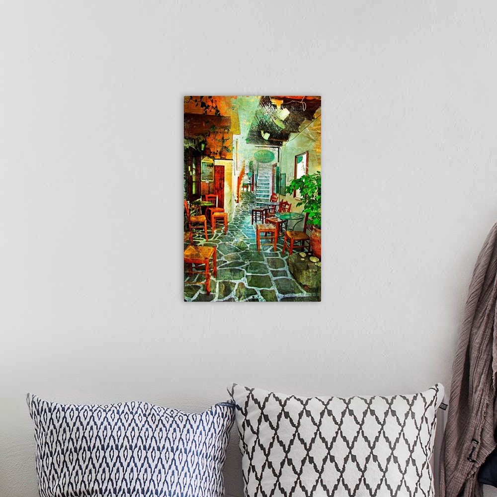 A bohemian room featuring streets with tavernas (pictorial Greece series)