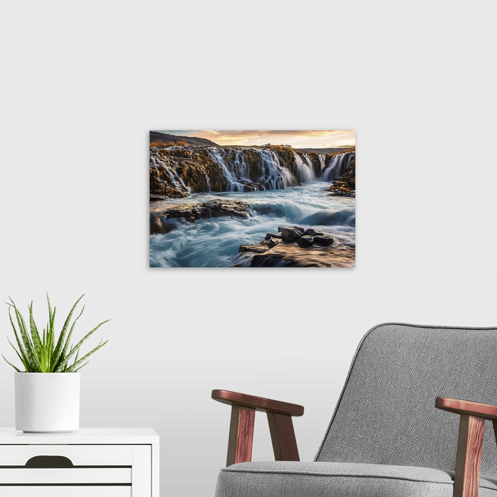 A modern room featuring Stunning View Of Bruarfoss Waterfall, Iceland