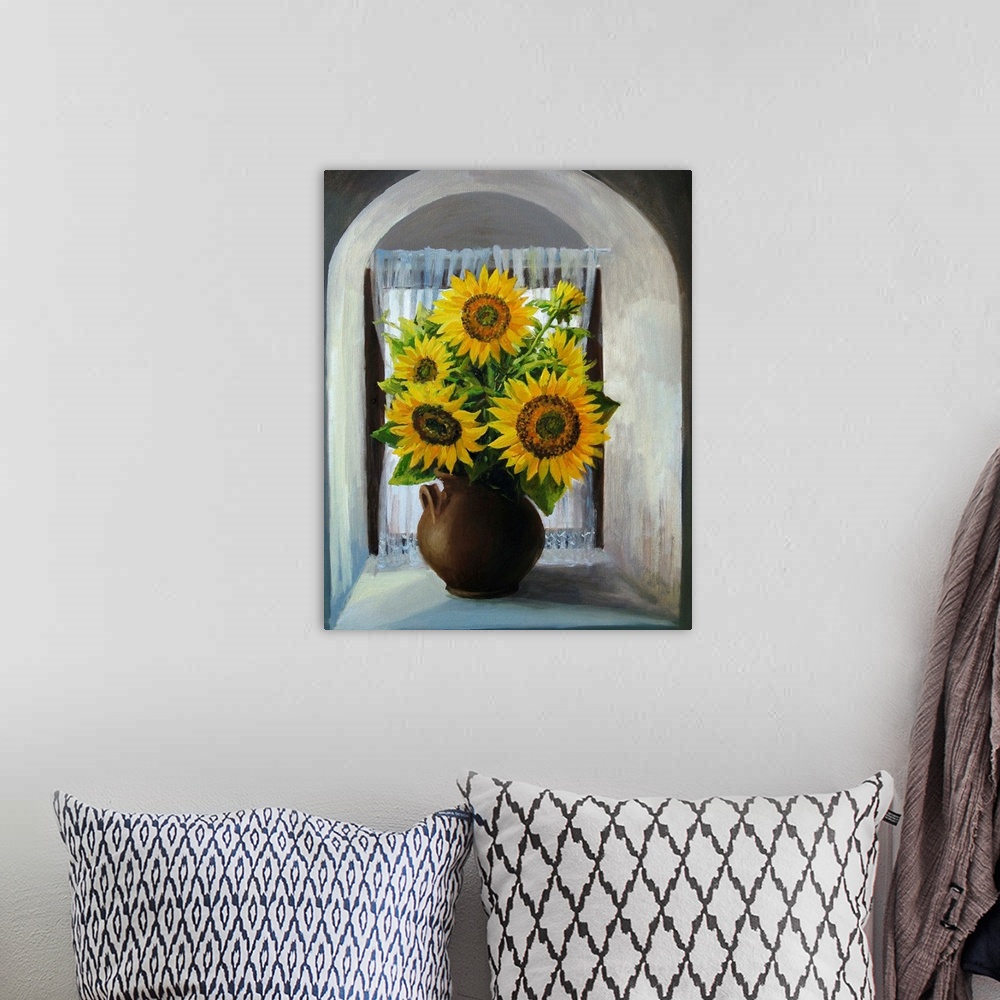 A bohemian room featuring Sunflowers on The Window