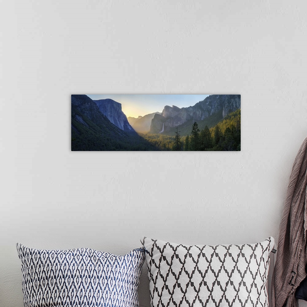 A bohemian room featuring Sunrise At The Tunnel View In Yosemite National Park, California