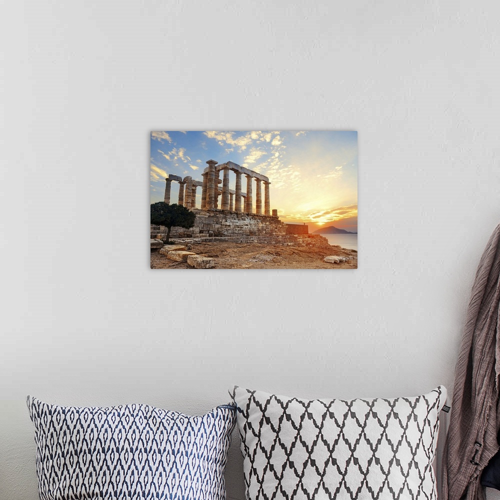 A bohemian room featuring Sunset At Temple Of Poseidon Near Athens, Greece