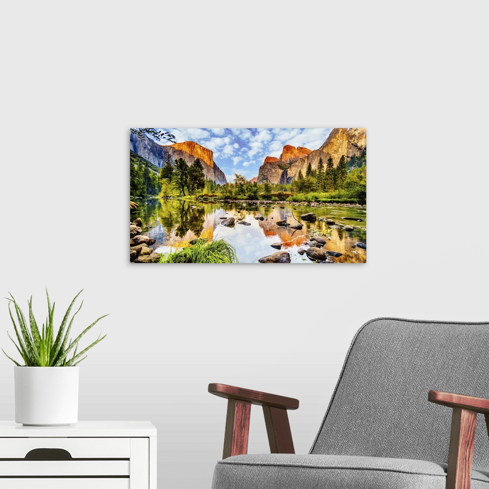 A modern room featuring Sunset Glow Over El Capitan And Cathedral Rocks, Yosemite National Park, California
