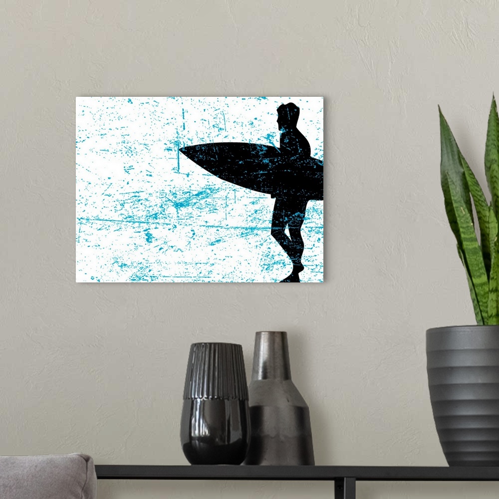 A modern room featuring surfing poster - vector