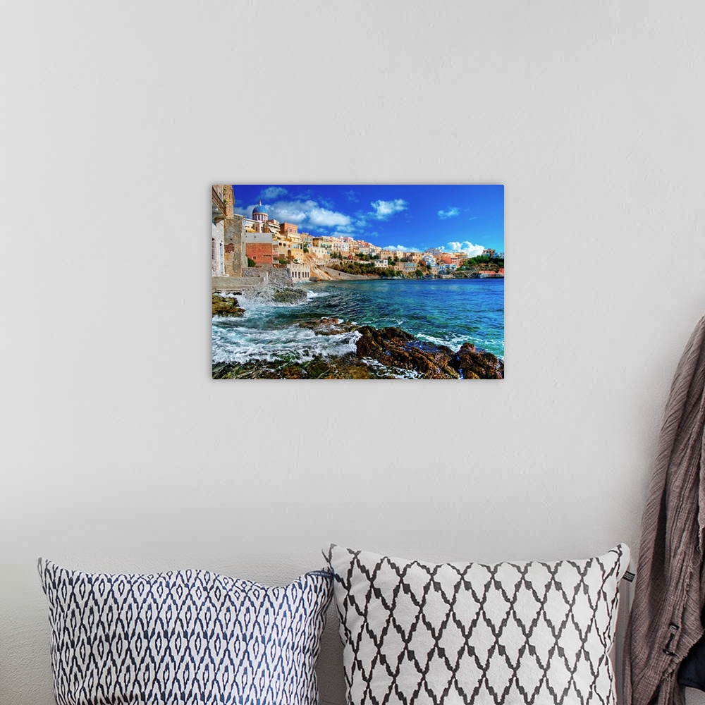 A bohemian room featuring beautiful Greek islands series - Syros