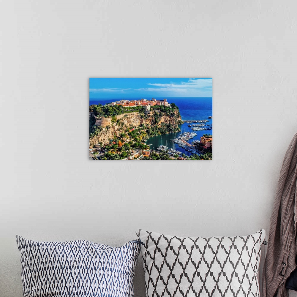 A bohemian room featuring the rock the city of principaute of monaco and monte carlo in the south of France
