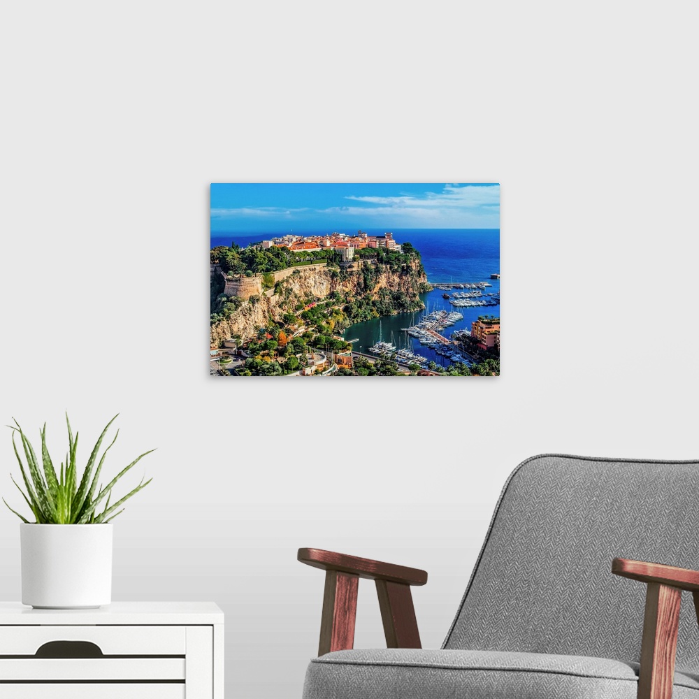 A modern room featuring the rock the city of principaute of monaco and monte carlo in the south of France
