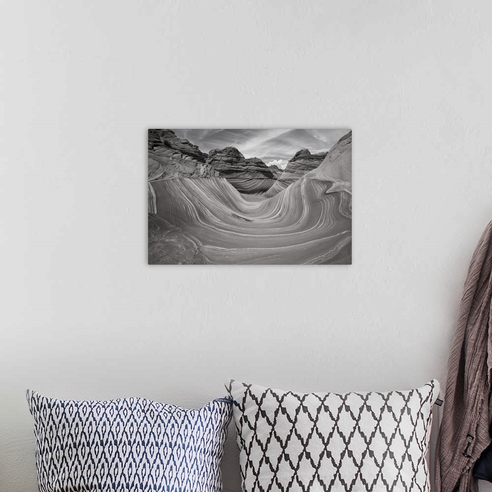 A bohemian room featuring The Wave In Black And White