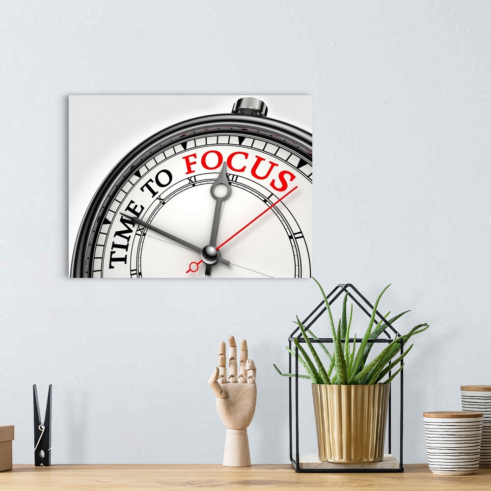 A bohemian room featuring Time To Focus Clock