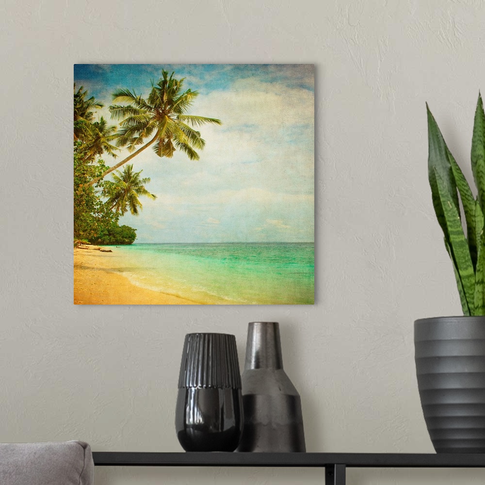 A modern room featuring Grunge Image Of Tropical Beach