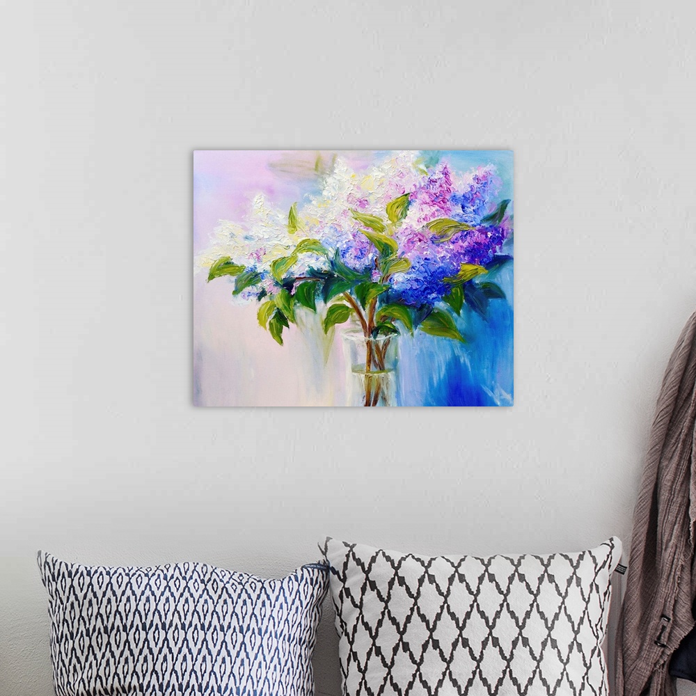 A bohemian room featuring Tulips, oil painting on canvas