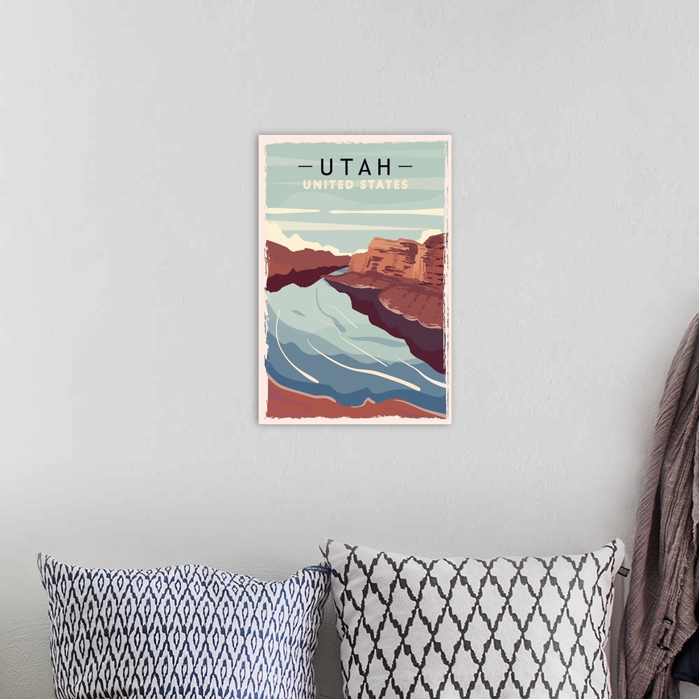 A bohemian room featuring Utah Modern Vector Travel Poster