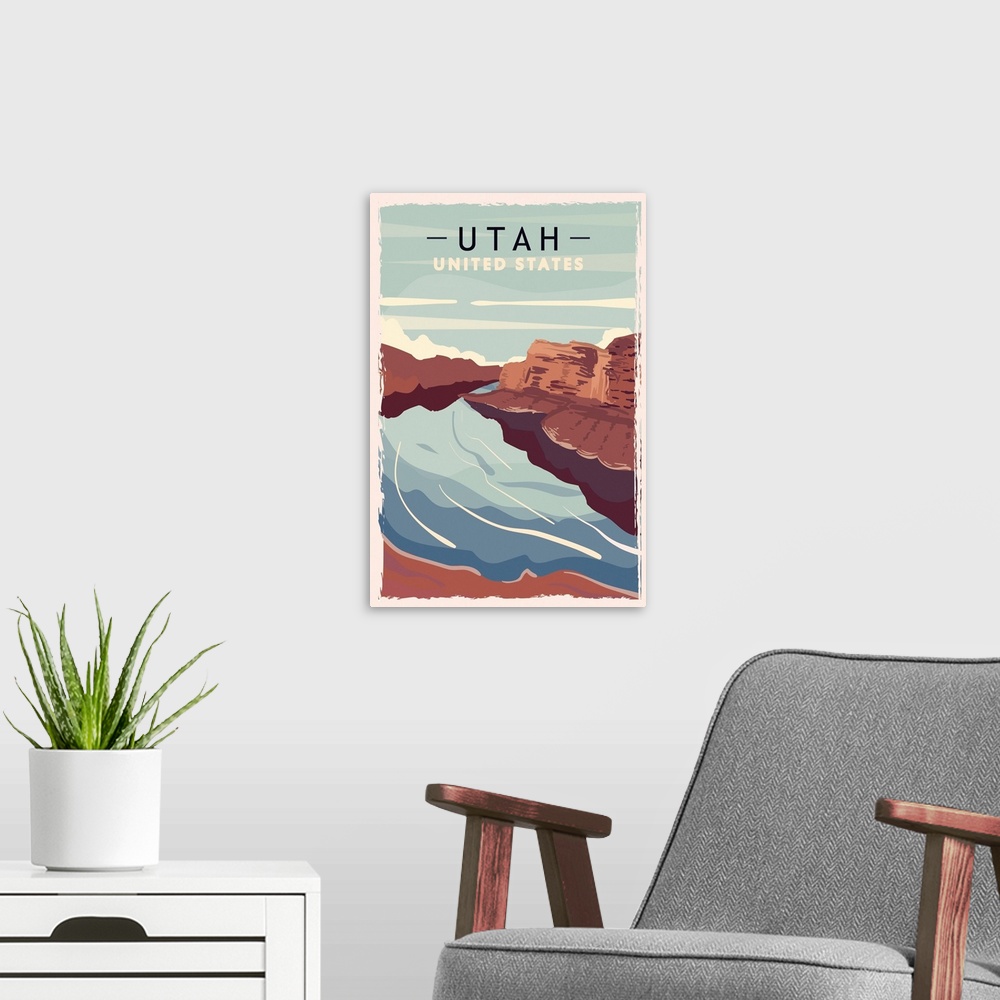 A modern room featuring Utah Modern Vector Travel Poster