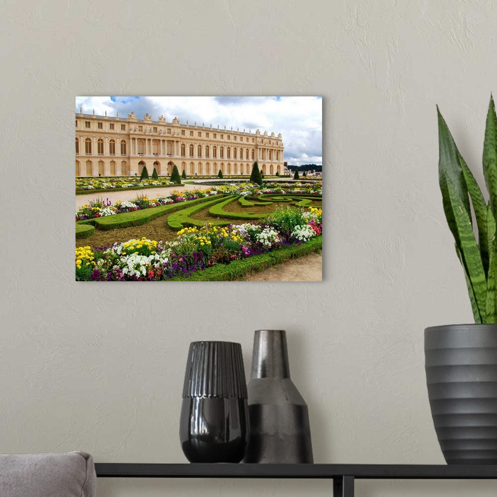 A modern room featuring Famous palace Versailles near Paris France with beautiful gardens.