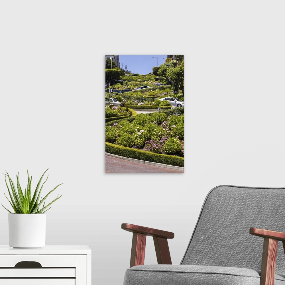 A modern room featuring View Of Lombard Street, The Crookedest Street In The World, San Francisco, California