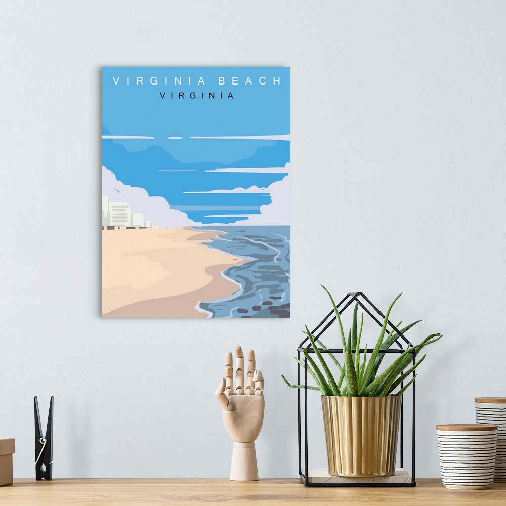 A bohemian room featuring Virginia Beach Modern Vector Travel Poster